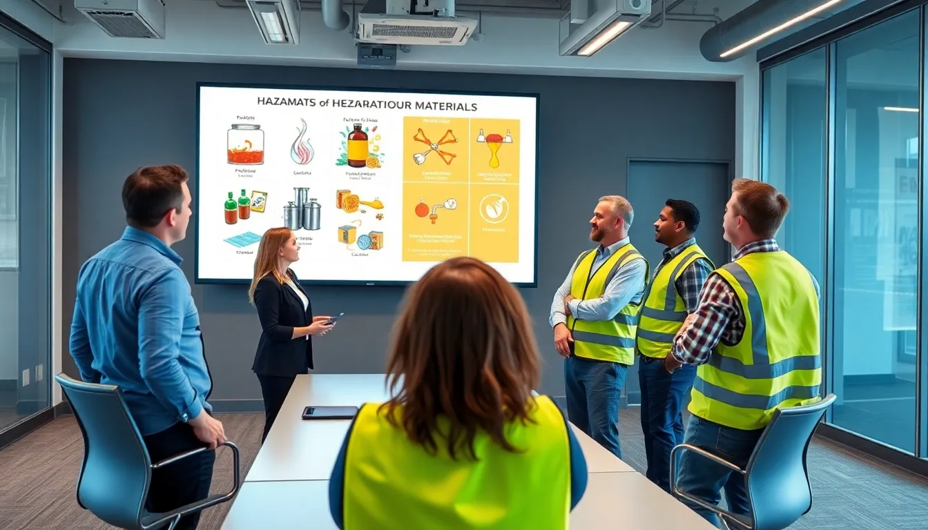 professionals attending a hazmat safety training session.