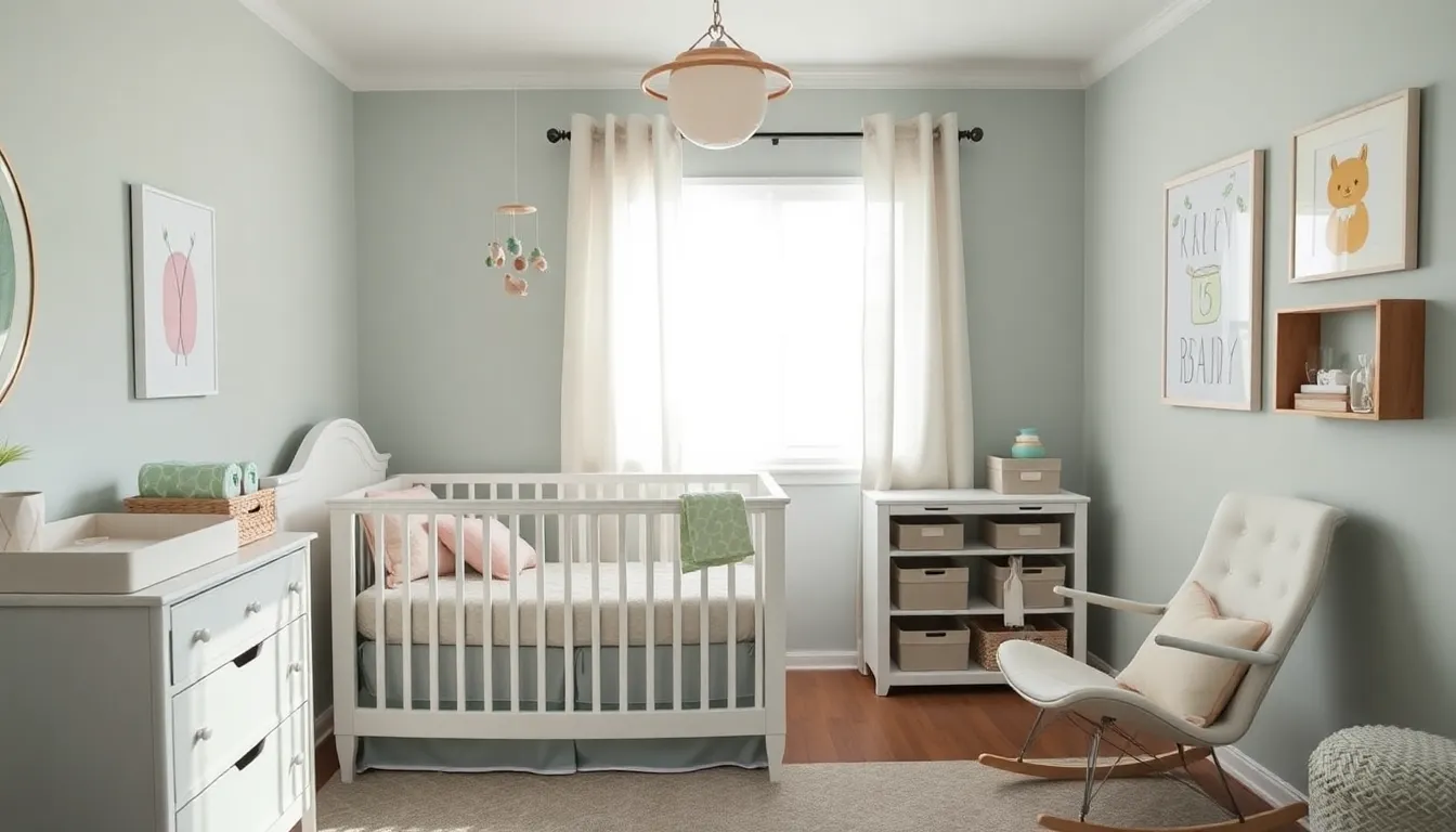 a cozy nursery for first-time parents with a crib and changing table.