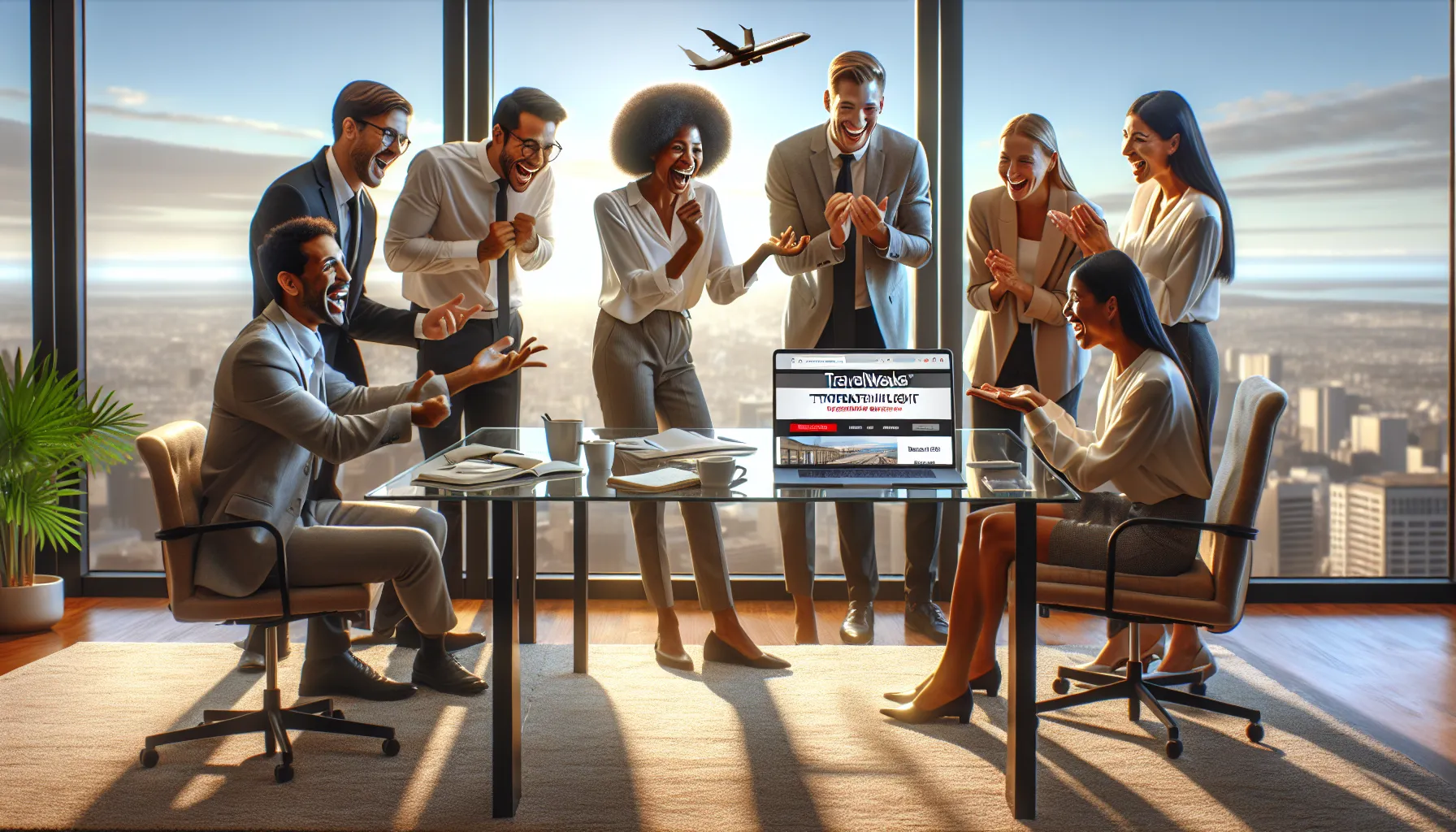 professionals discussing discount codes in a modern office.