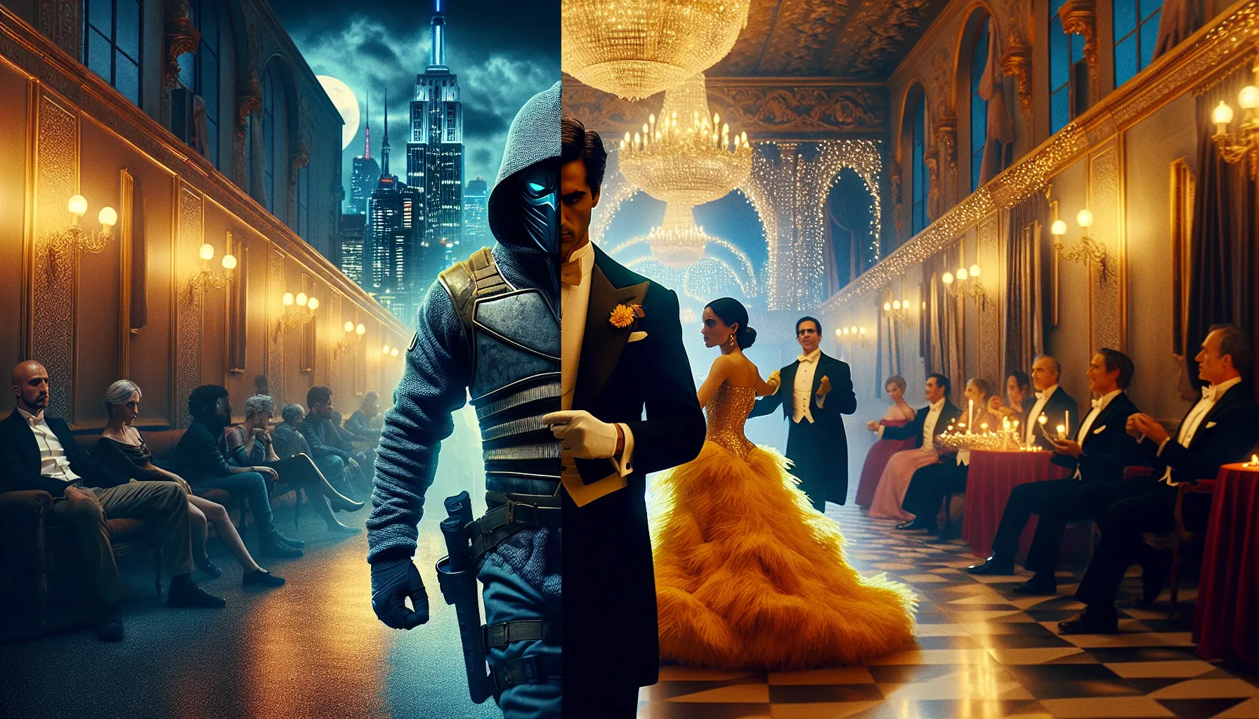 A depiction of cinematic contrasts: a gritty reboot and a lavish remake.