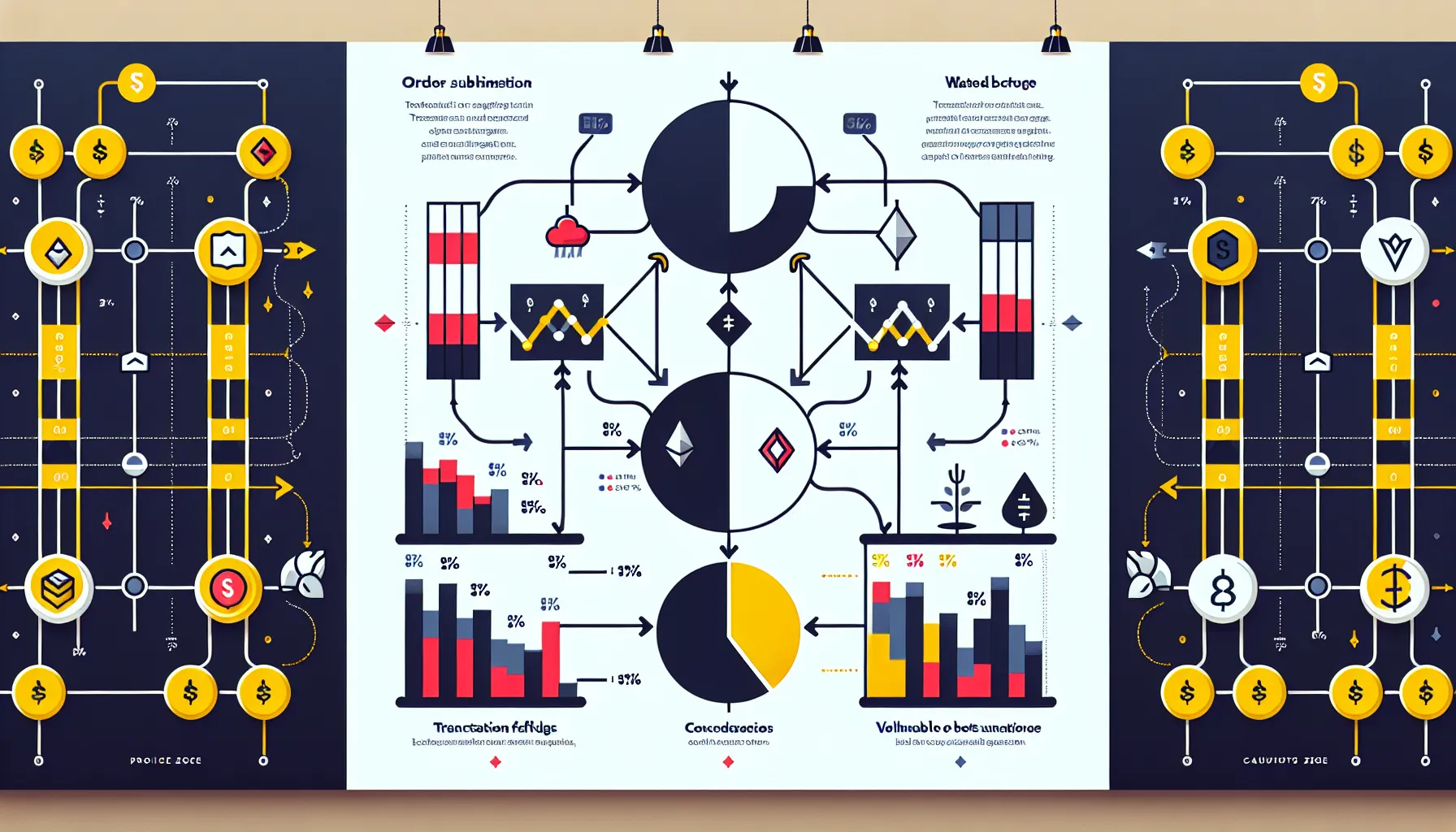 Three-panel infographic showing DEX slippage mechanics, tolerance settings, and optimal ranges for trading pairs.