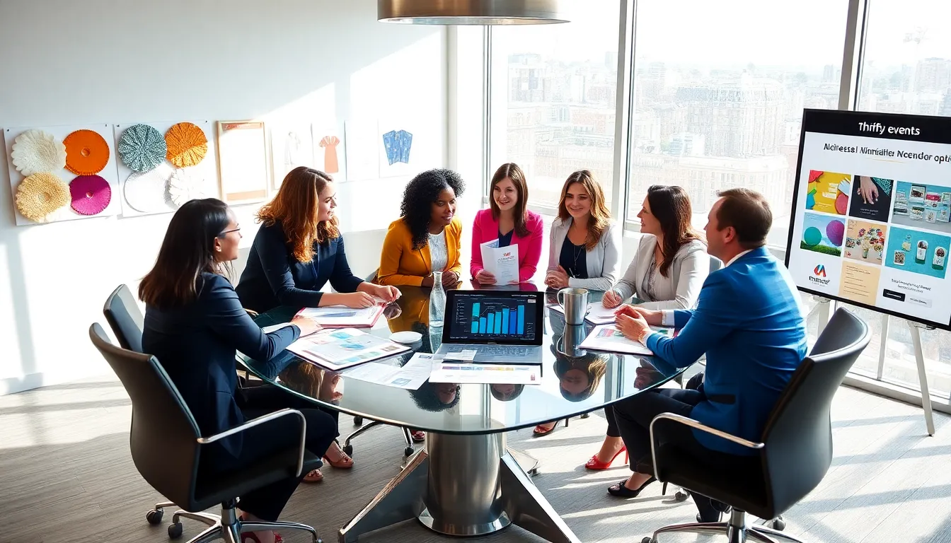 diverse event planners collaborating in a modern office.