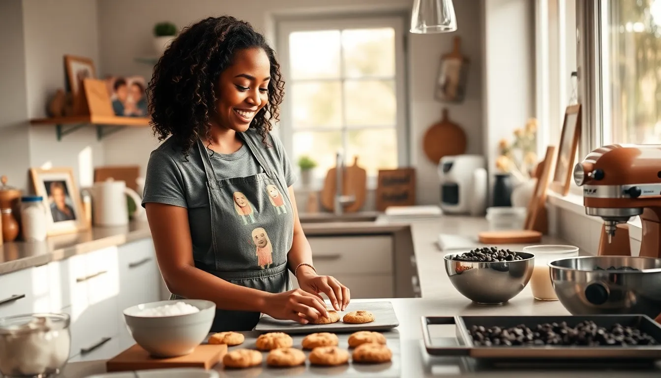 Kelly Griffin baking cookies in a warm, inviting kitchen.