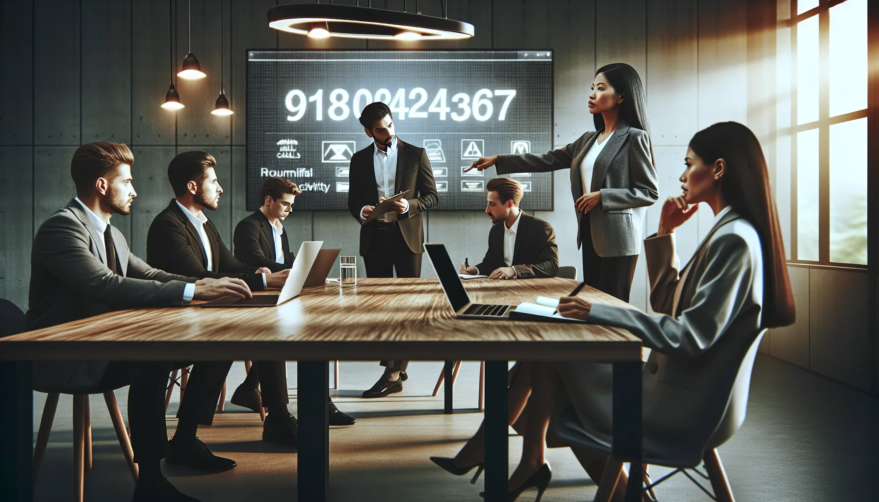 diverse team discussing scam alerts in a modern office.