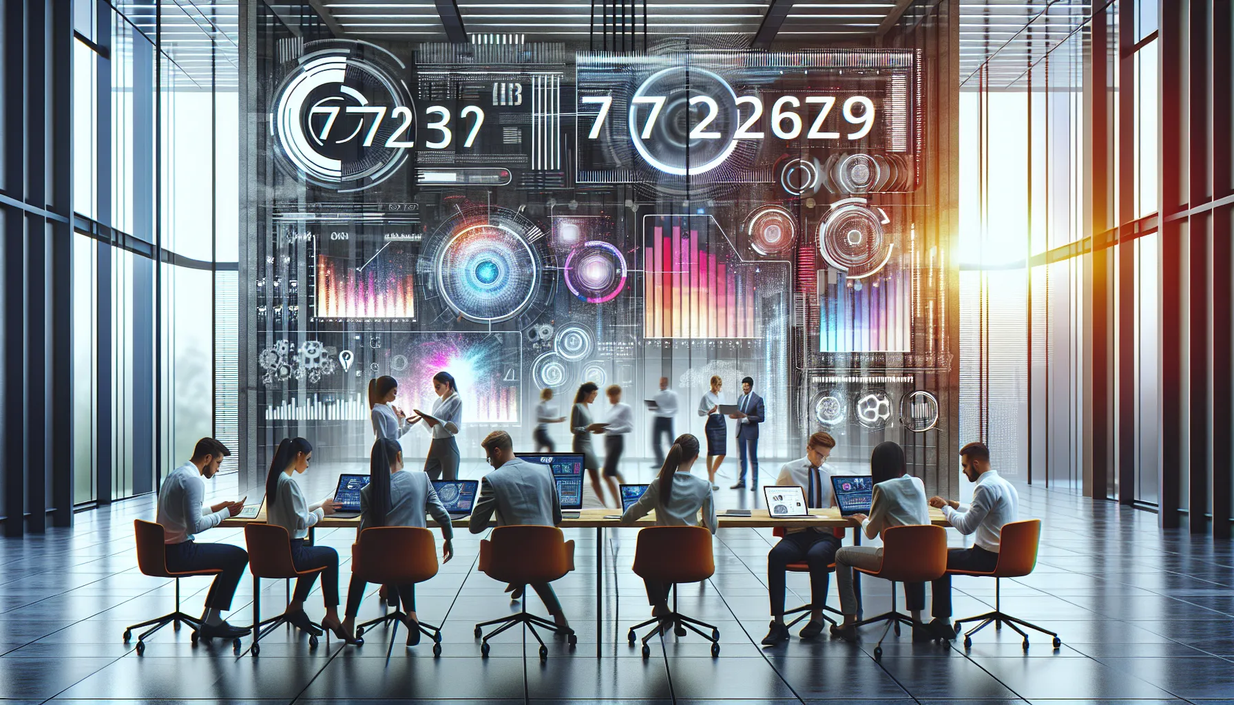 diverse team analyzing digital communication strategies in a modern office.