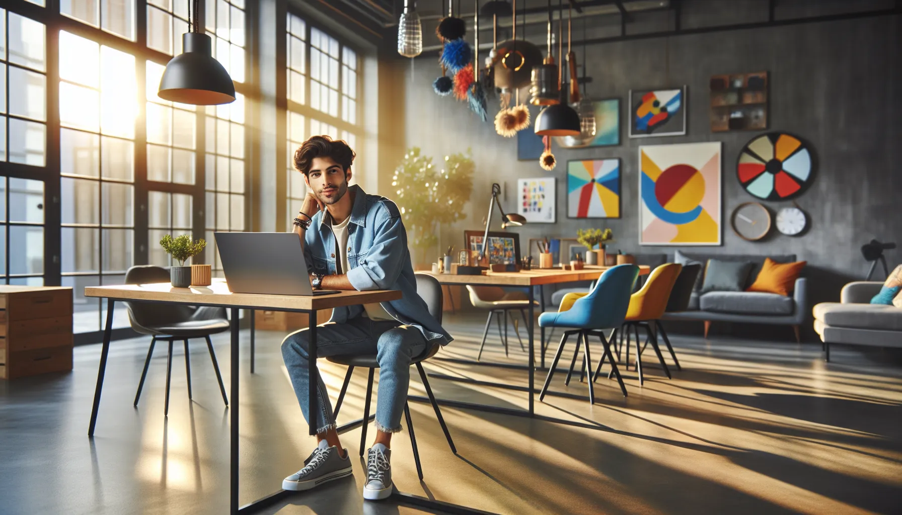young influencer in a modern workspace engaged with their audience.
