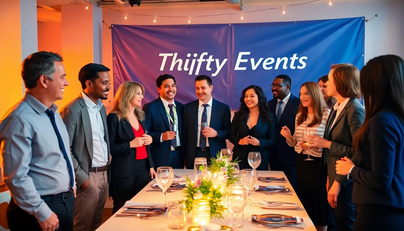 diverse group enjoying a creatively decorated budget-friendly event.