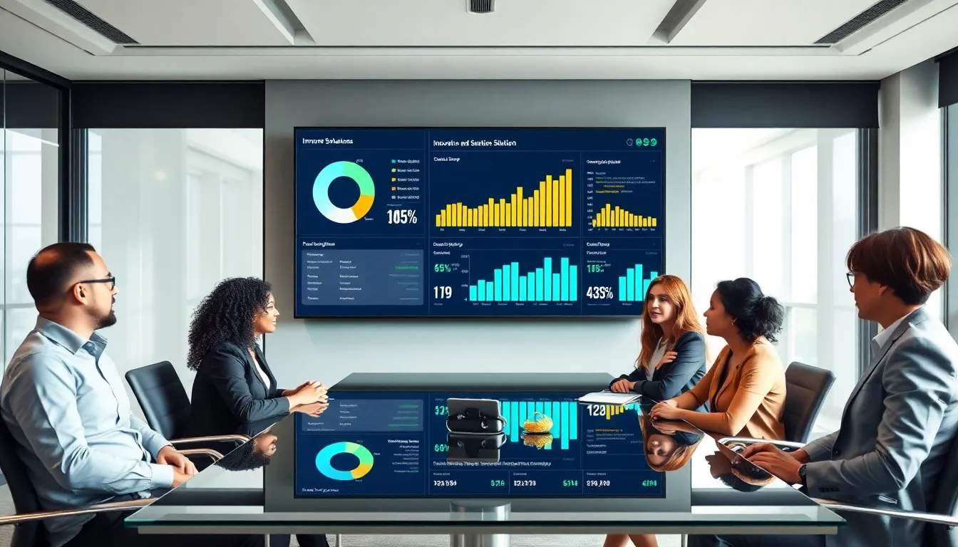 diverse team collaborating on sustainable energy solutions in a modern office.