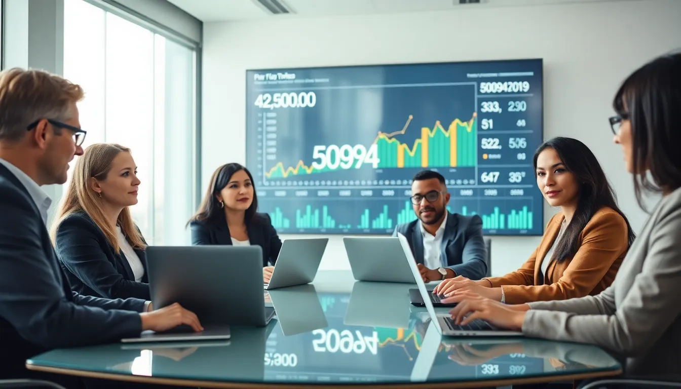 diverse professionals collaborating in a modern office setting.