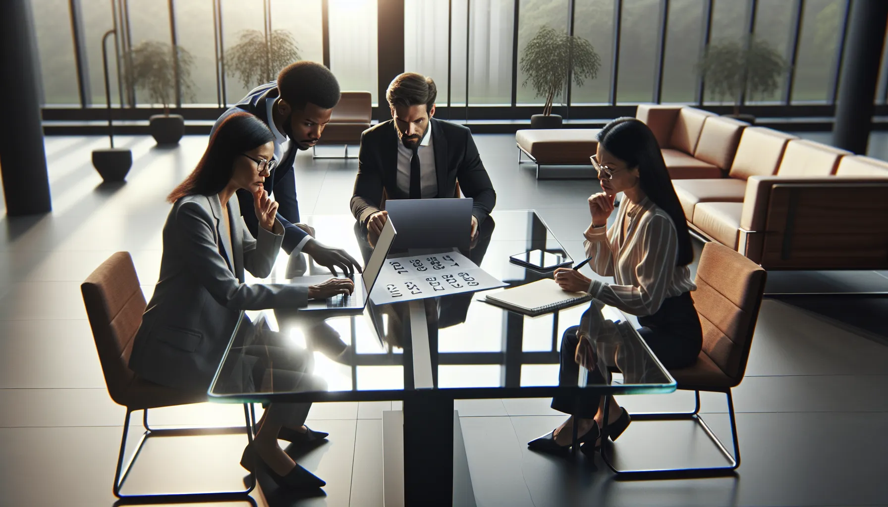 team verifying a phone number in a modern office setting.