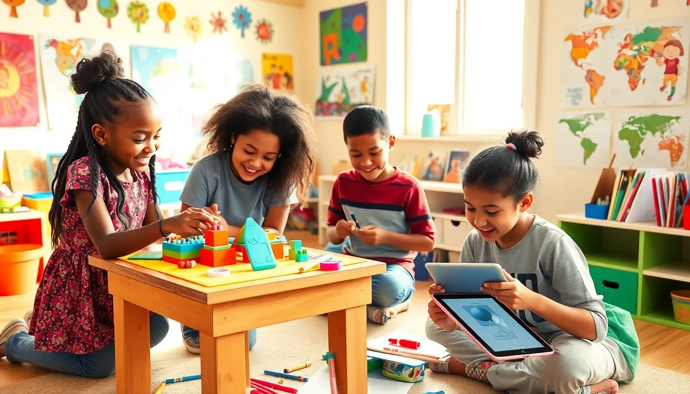 Children of diverse backgrounds engaged in creative play and imagination.