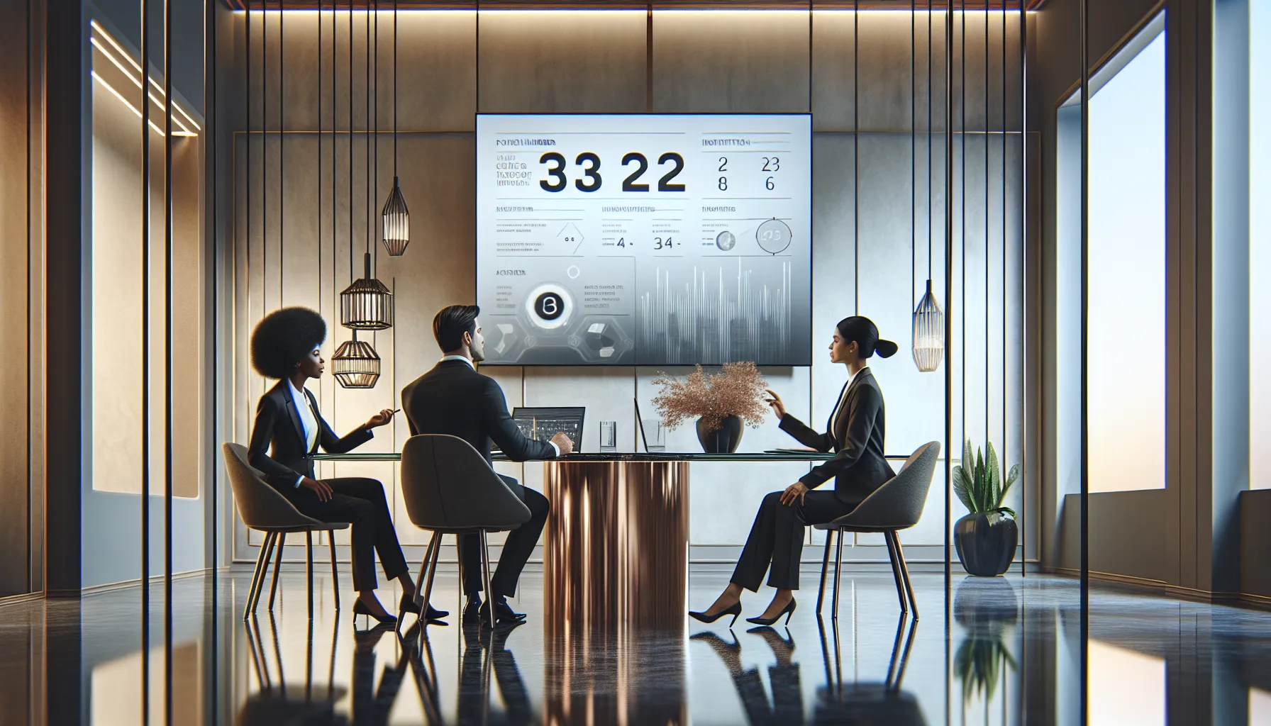 diverse team analyzing phone number data in a modern office.