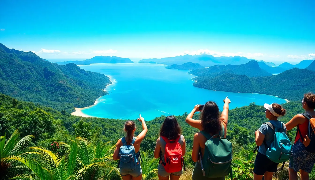 Travelers enjoying the breathtaking landscapes of Papua New Guinea.