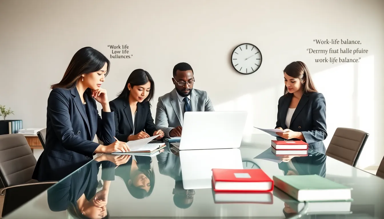 diverse group of lawyers collaborating in a modern office.