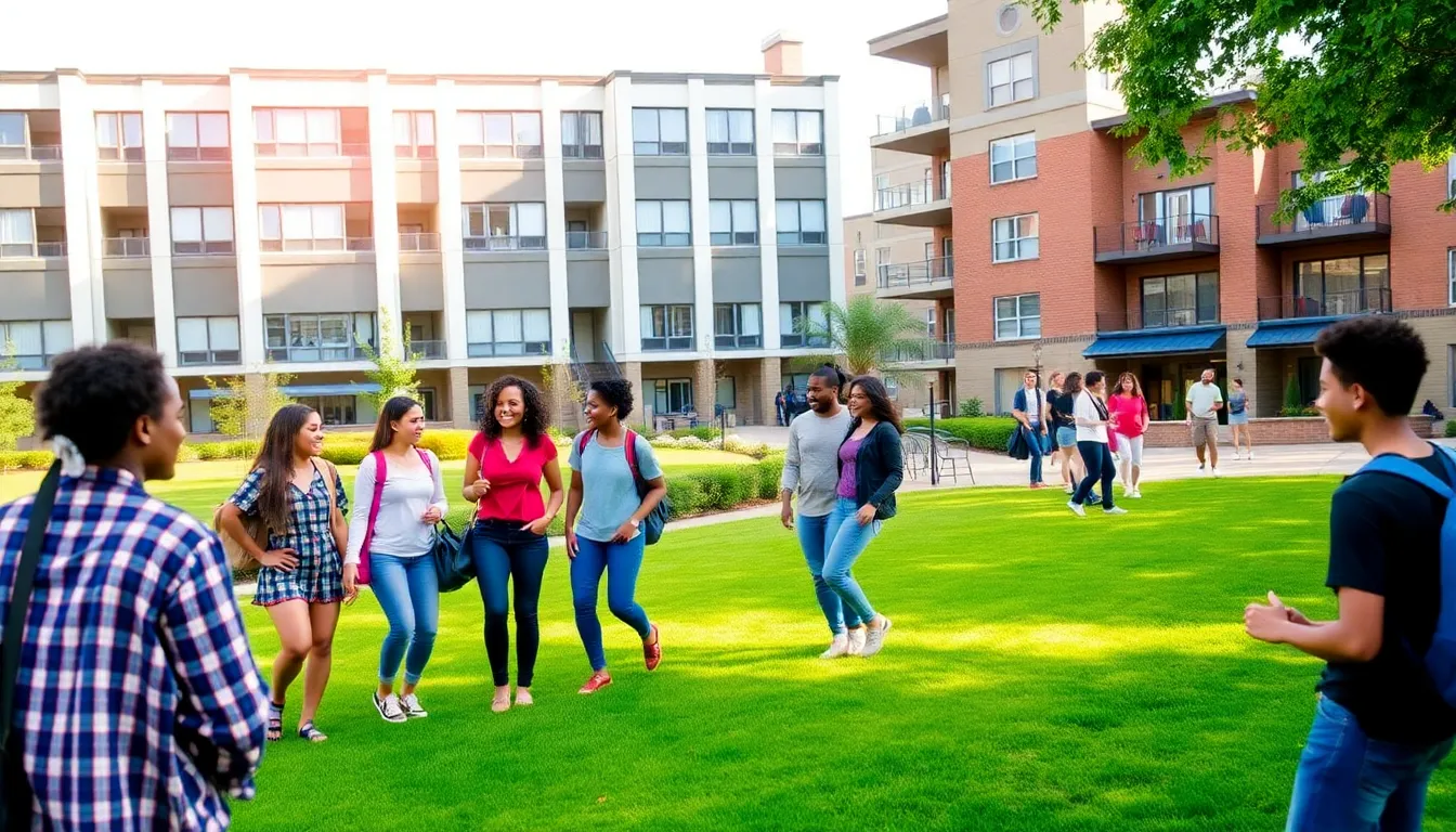 Diverse students enjoying campus life near ASU housing options.