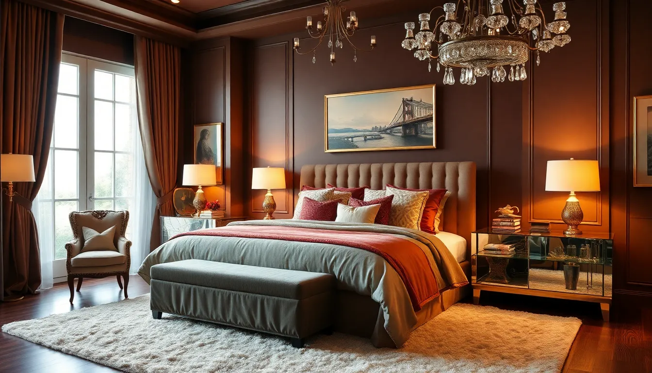 luxurious fancy bedroom with elegant decor and plush furnishings.