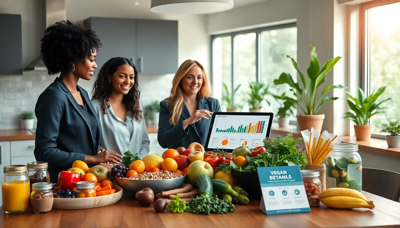 professionals discussing food industry trends in a modern kitchen.