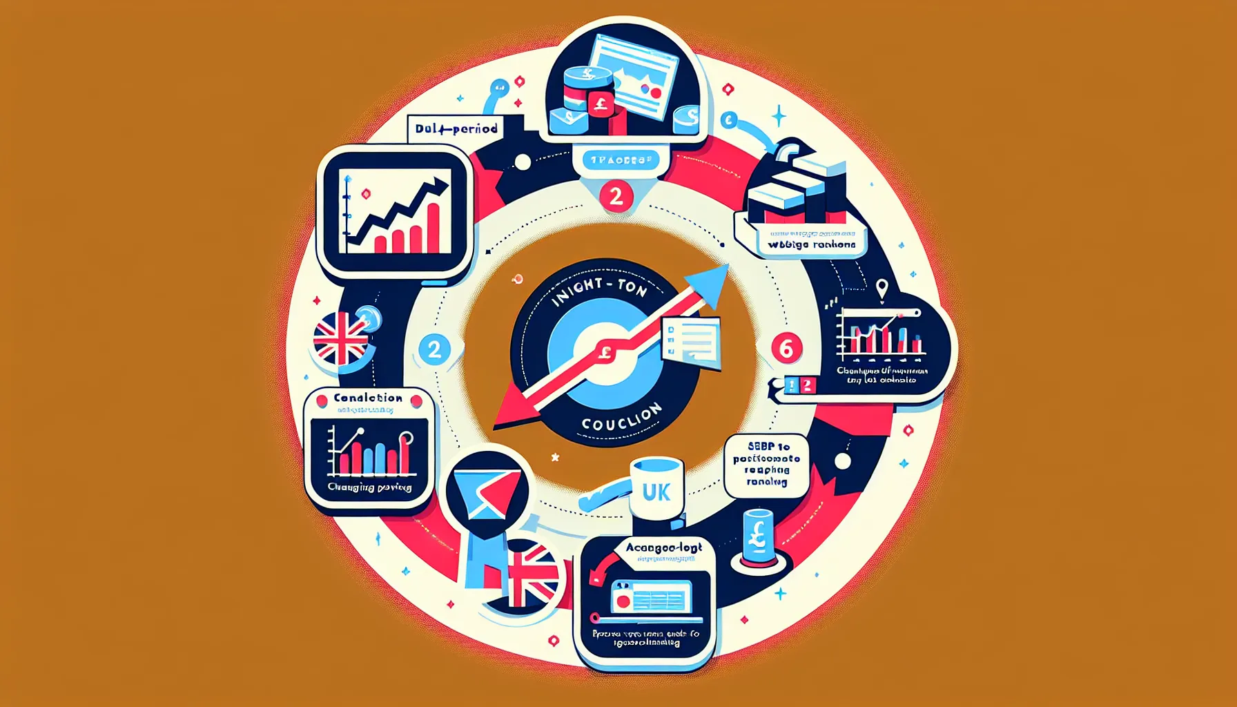 UK-themed process showing how to act on website ranking insights.