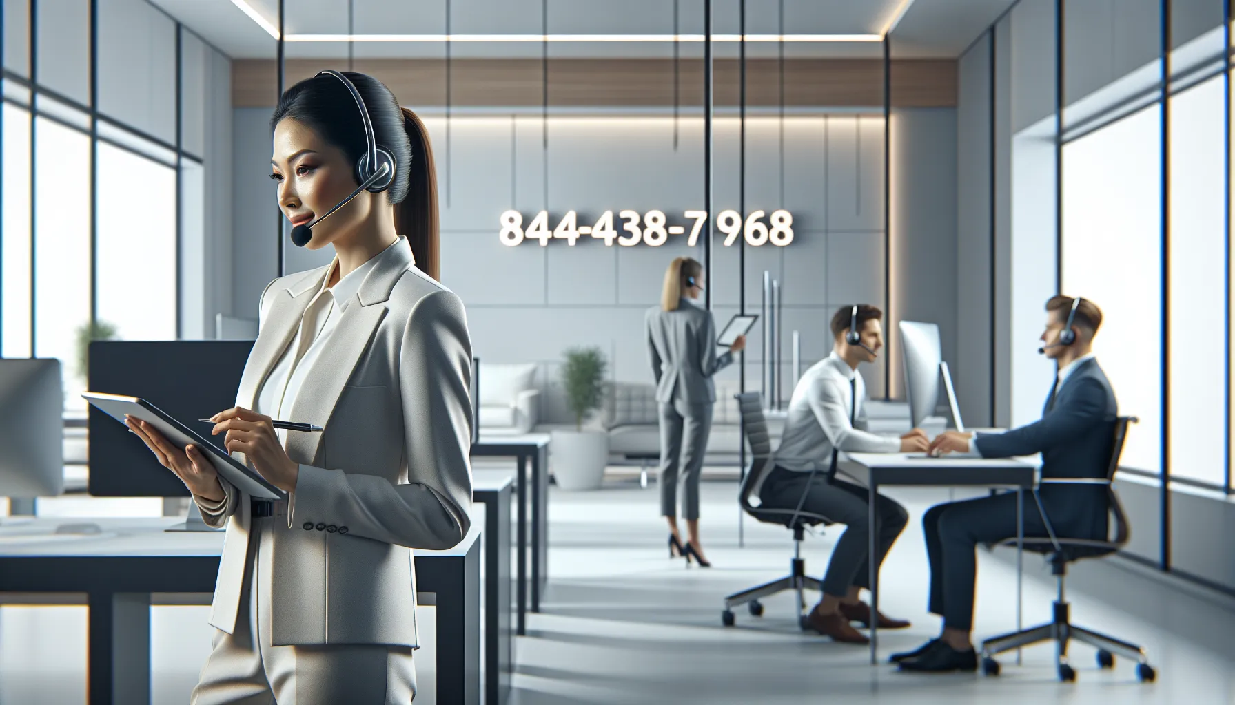 diverse team in a modern call center assisting customers.