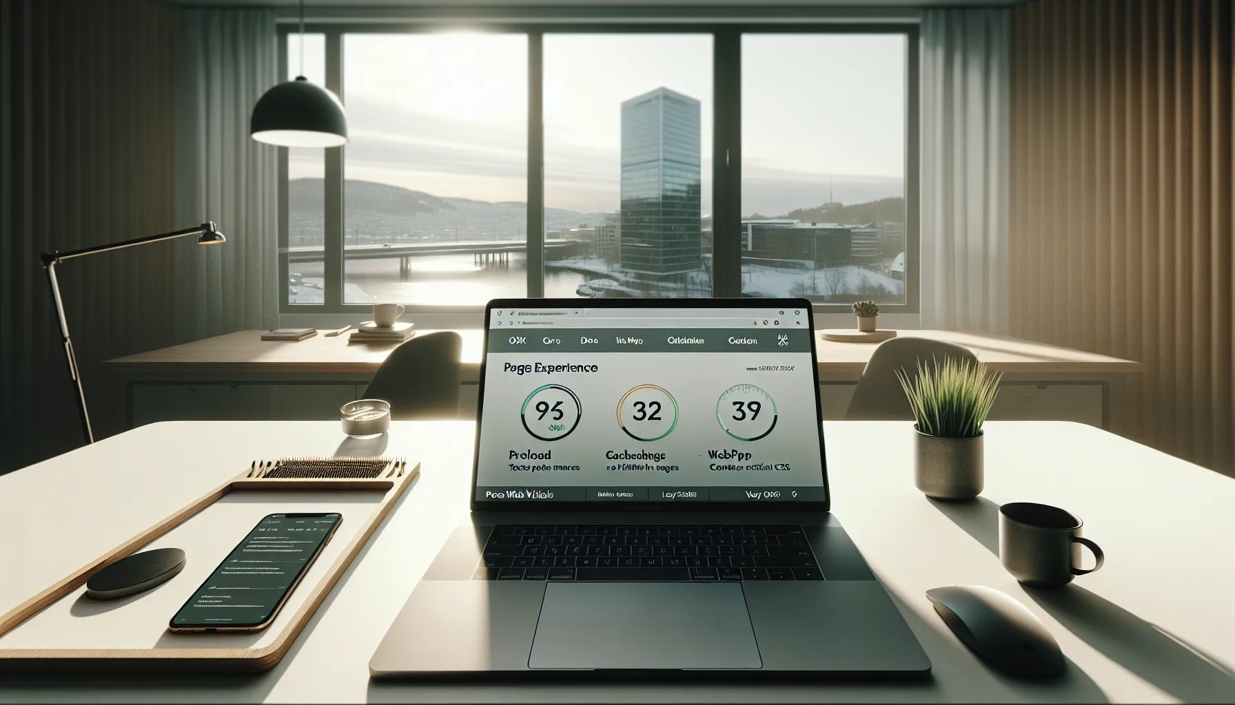 Norwegian ux specialist reviewing core web vitals on laptop and phone.