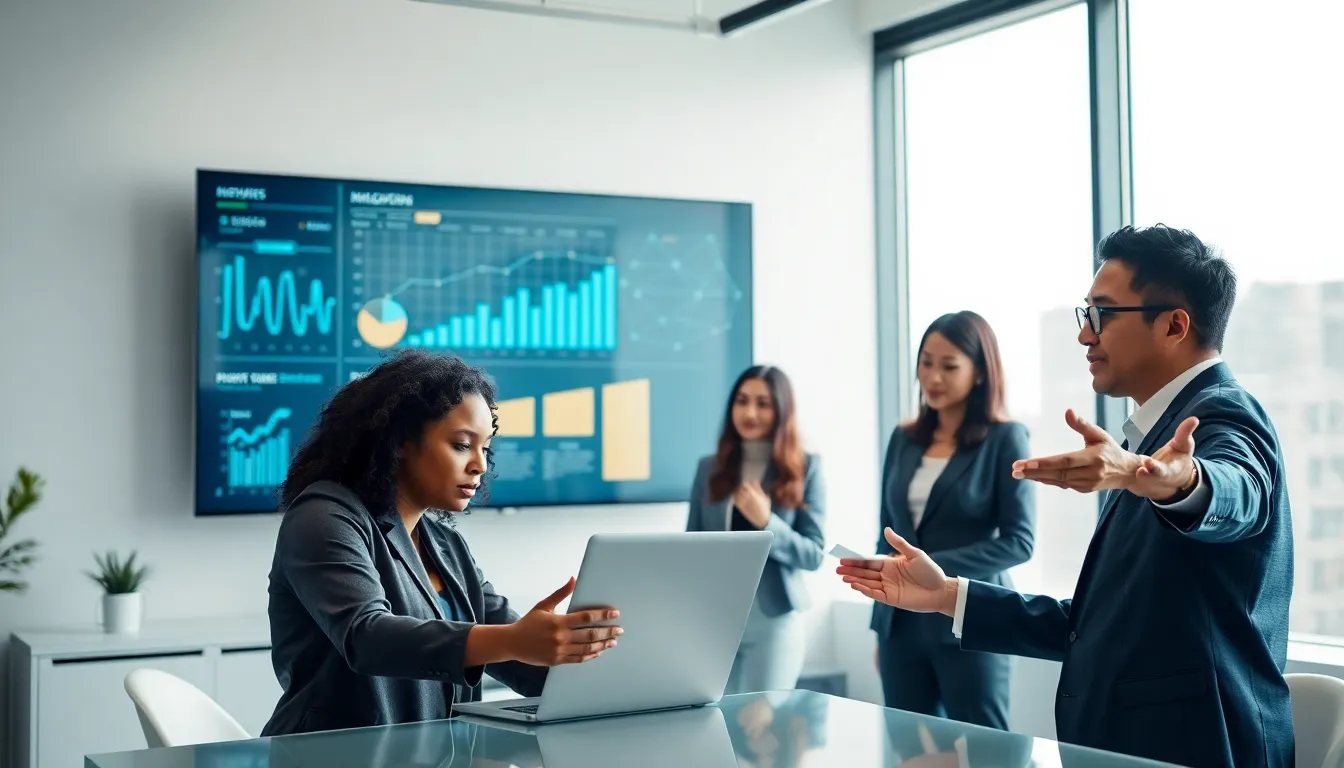 diverse team discussing a unique identifier in a modern office.