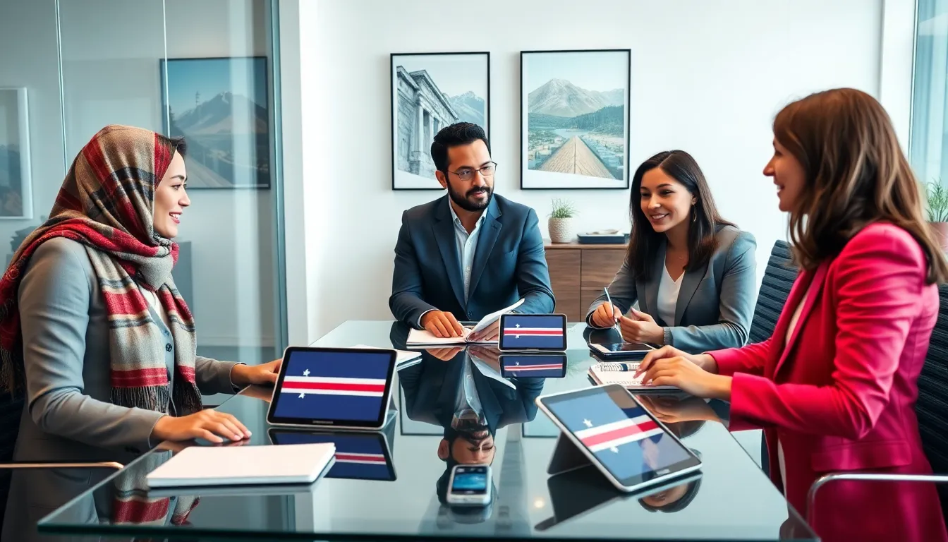 diverse group discussing Basqueserpartism in a modern office.