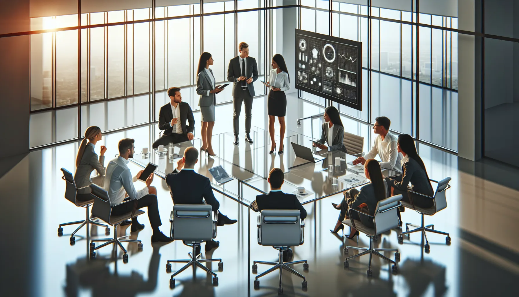 diverse team collaborating in a modern office setting.