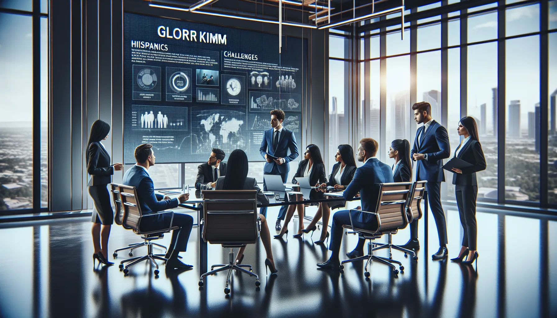 diverse team discussing challenges of glorrkimm in a modern conference room.