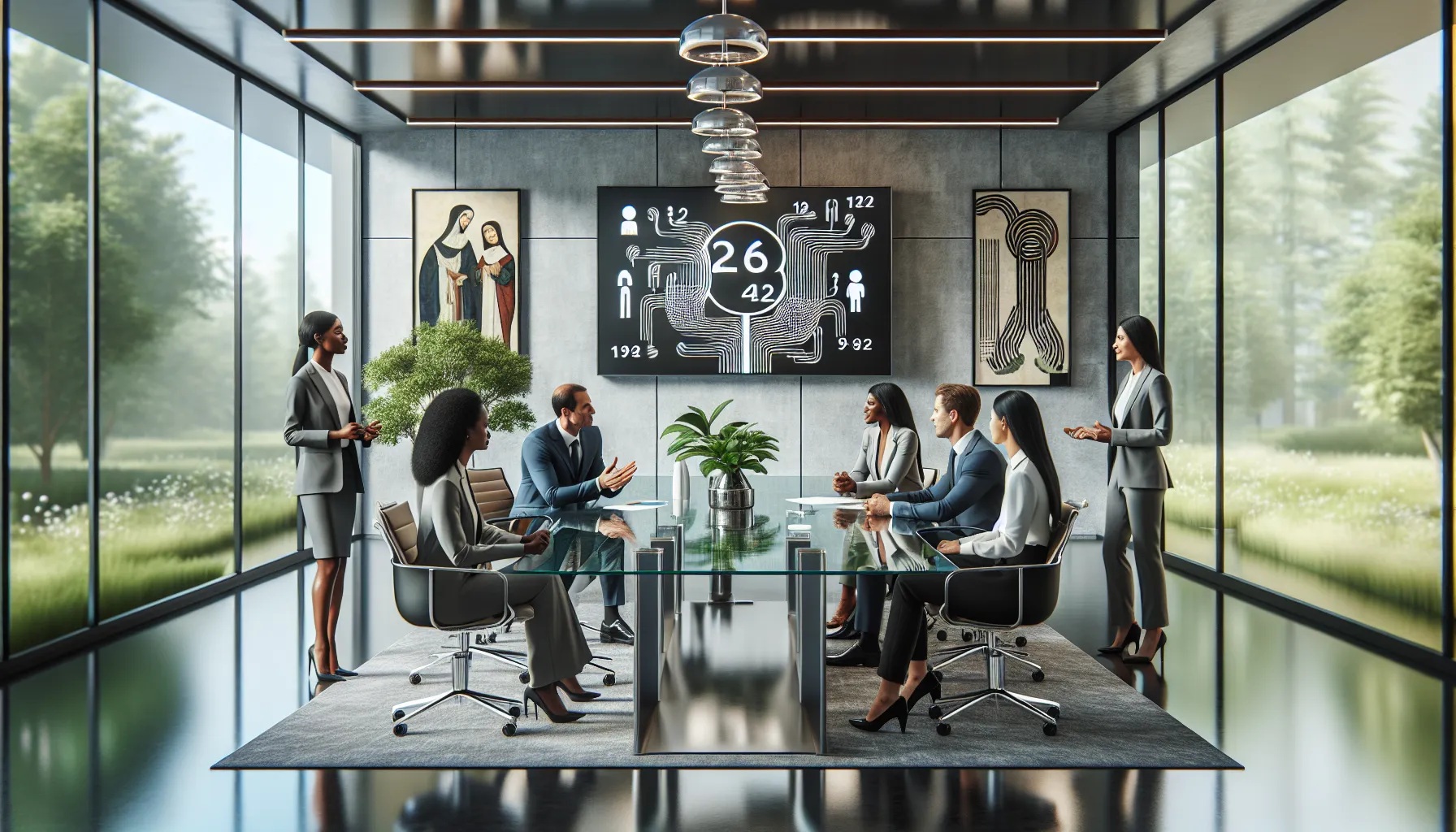 diverse team discussing telecommunications in a modern office.