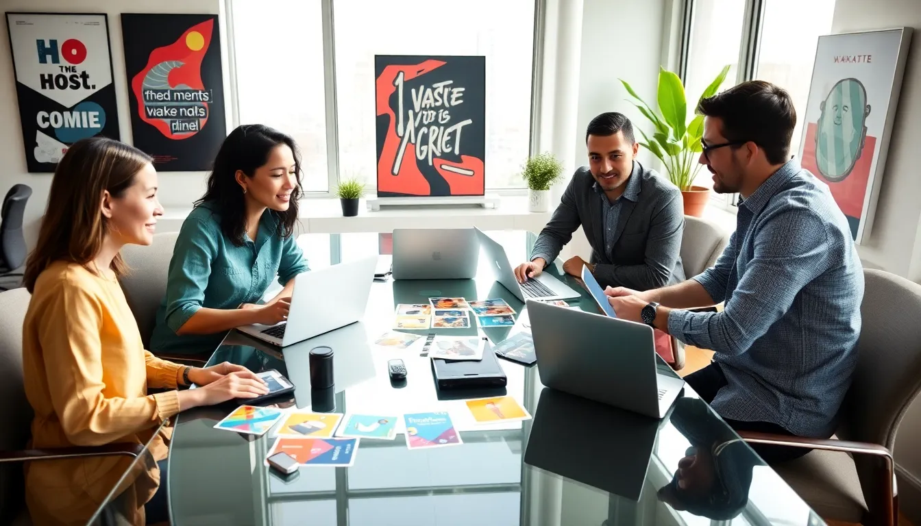 diverse professionals collaborating in a modern office setting.