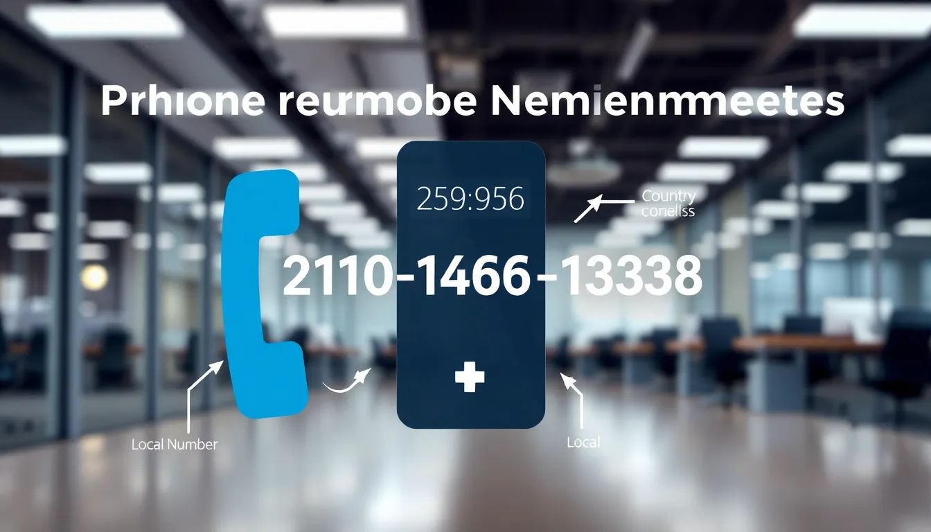 infographic of phone number components in a modern office.