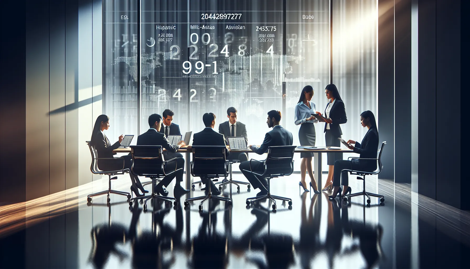 professionals analyzing data in a modern office setting.