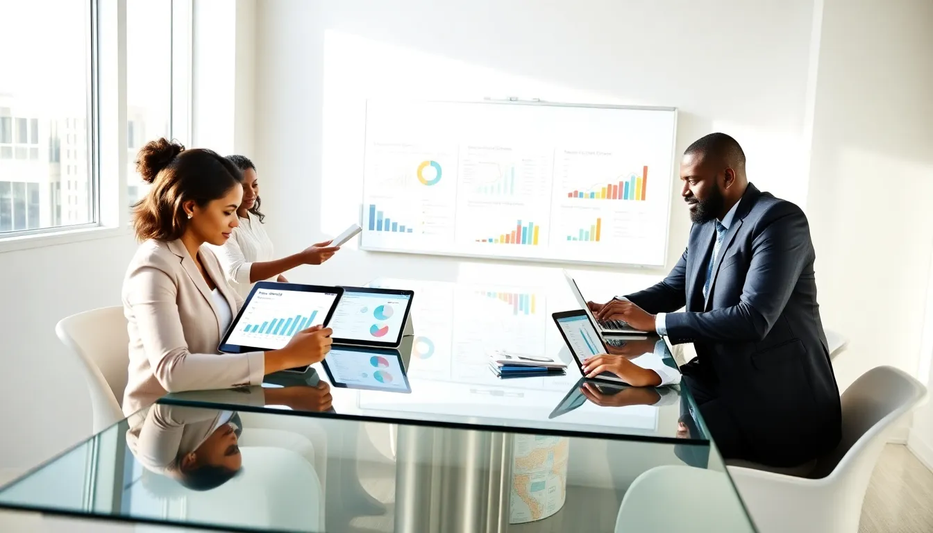 diverse team discussing personal finance strategies in a modern office.