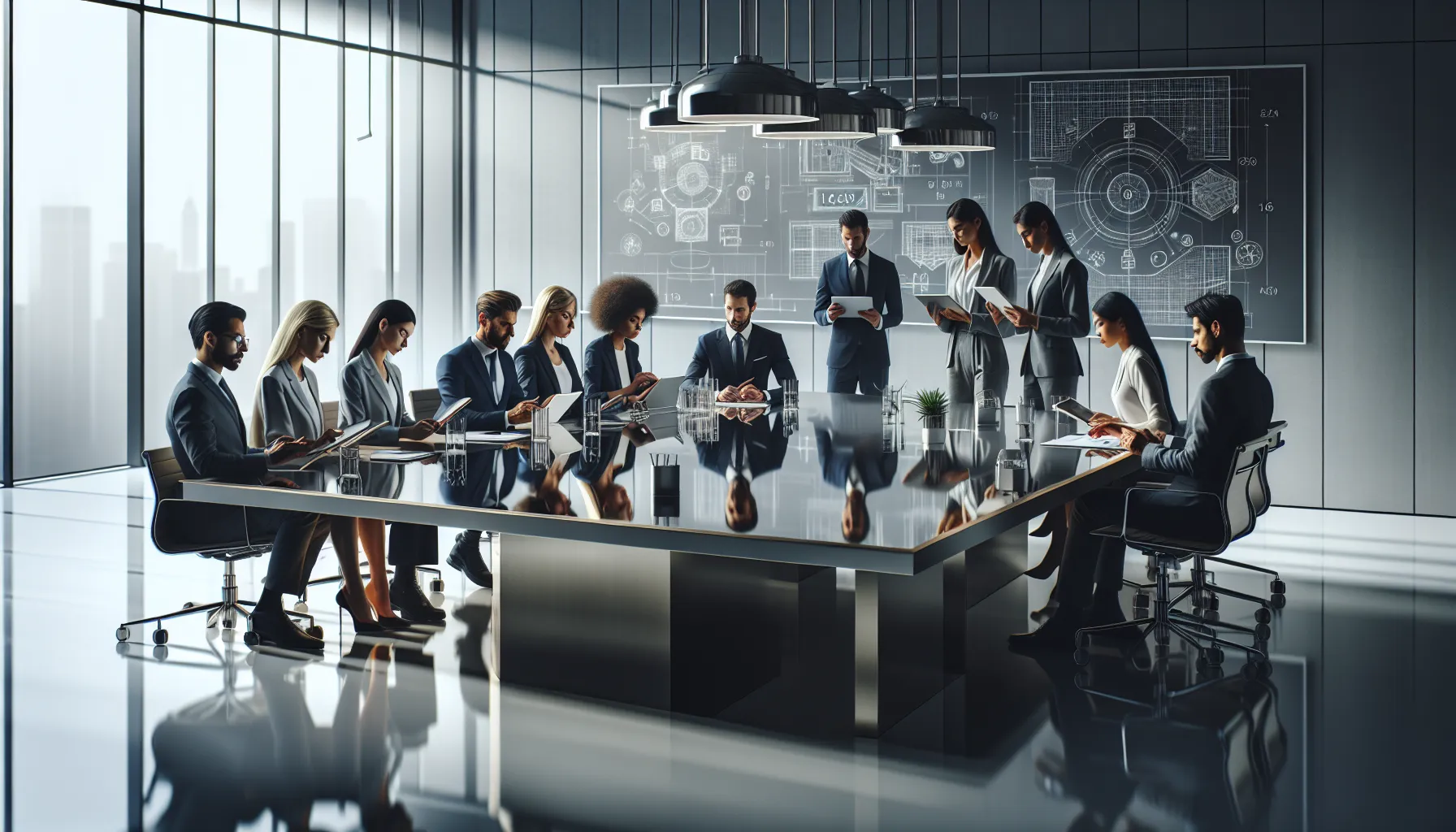 diverse professionals discussing the advantages of 16.55x40 measurements.