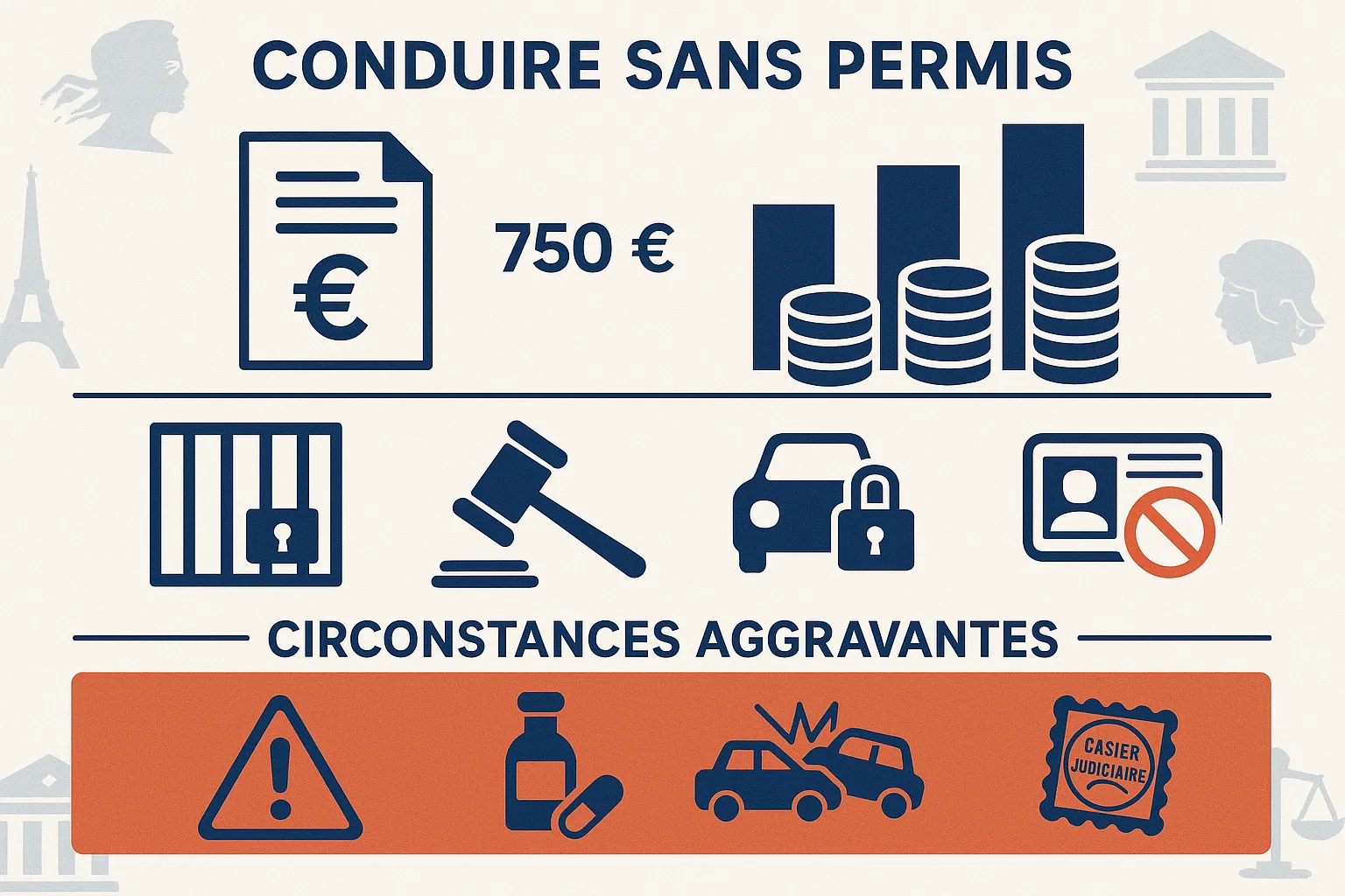 overview of legal penalties for driving without a license in France
