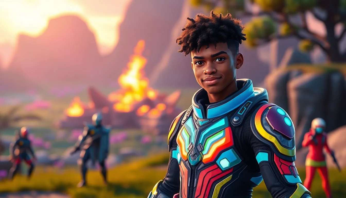 Larry Nando, a vibrant video game character, in a dynamic action pose.