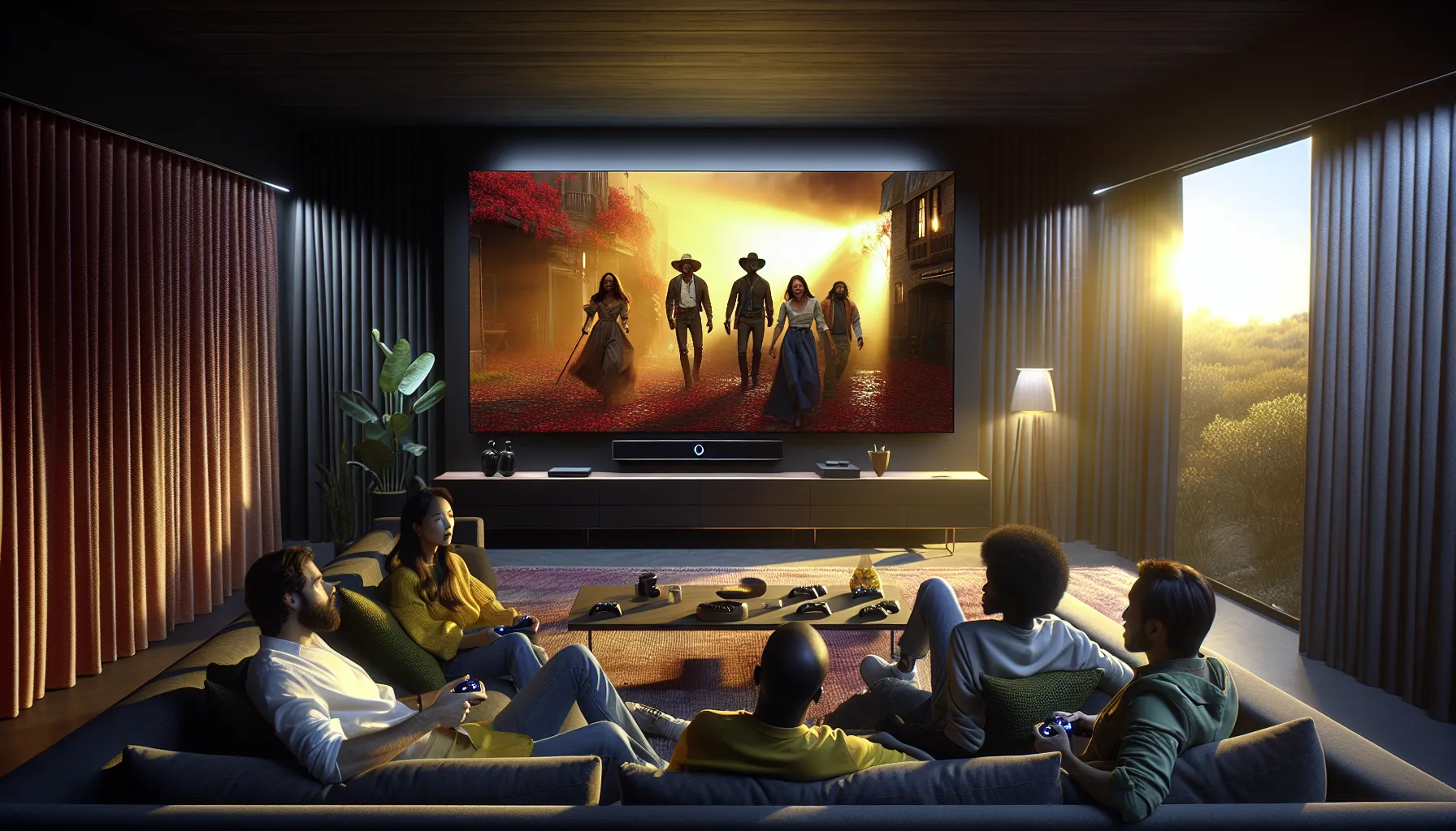 A side-by-side comparison of an OLED and QLED TV in different lighting conditions.