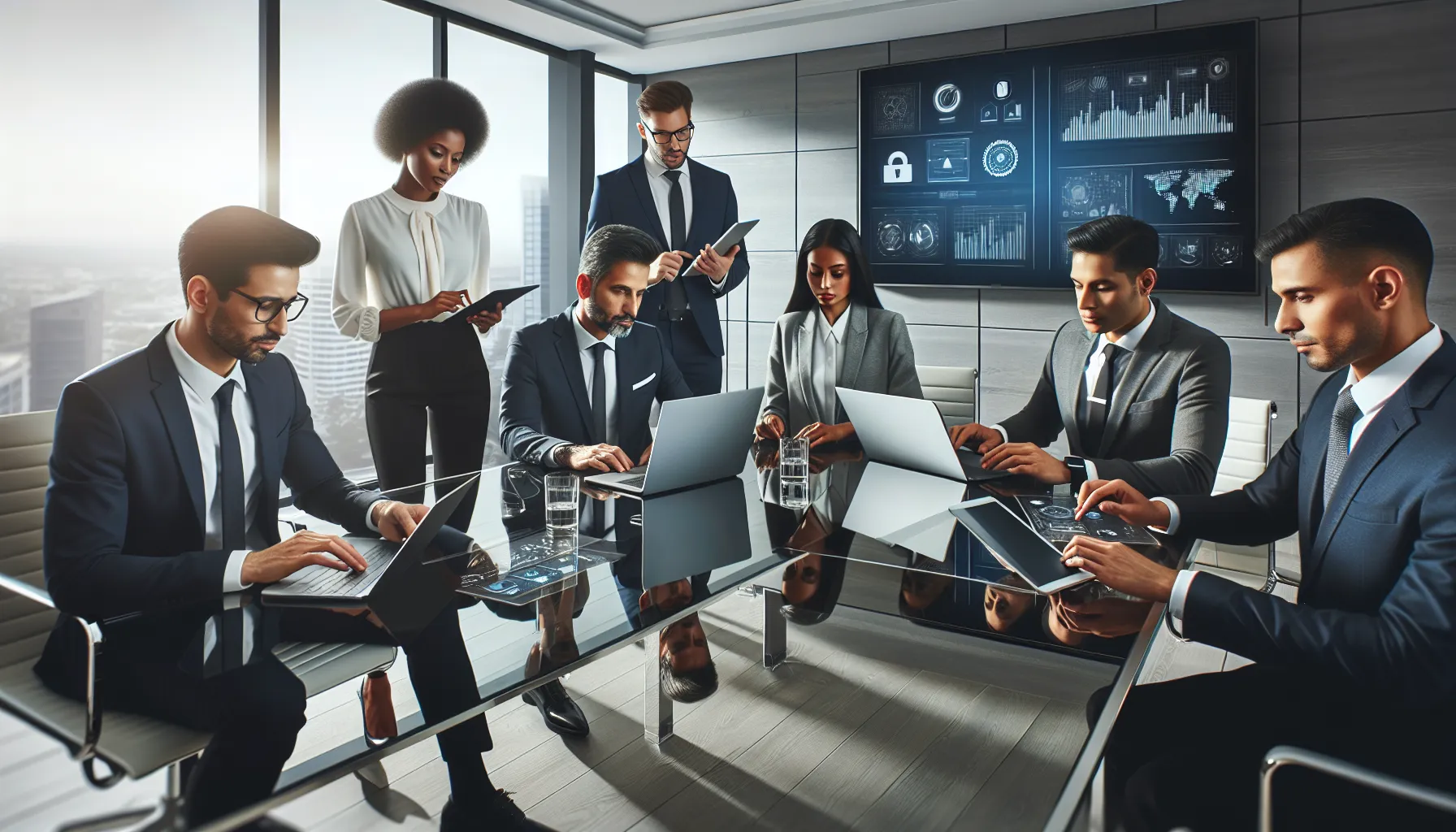 diverse team collaborating in a modern office setting.