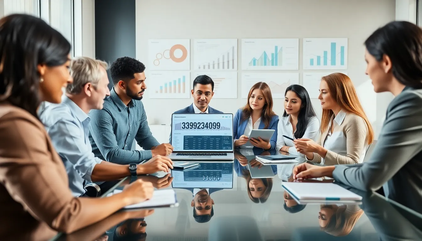 diverse team discussing numerical significance in a modern office.