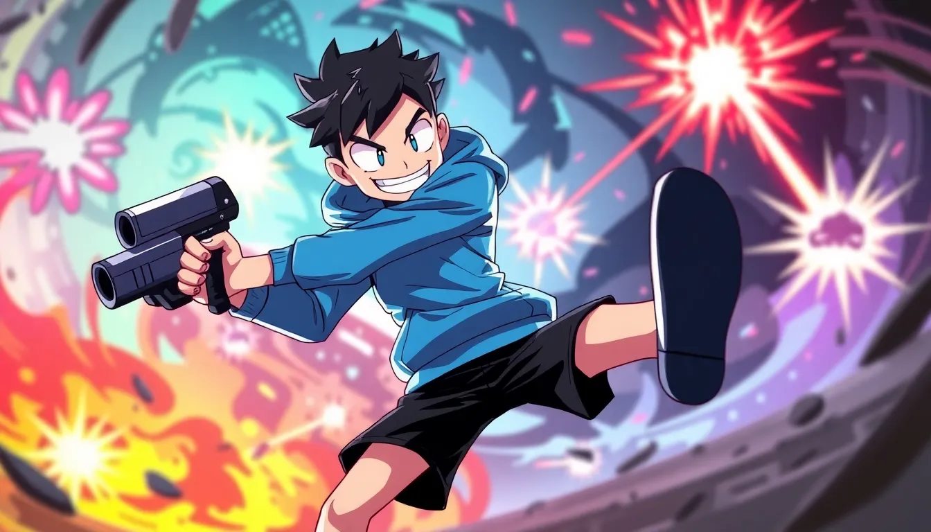 Sans from Undertale in a dynamic battle pose.