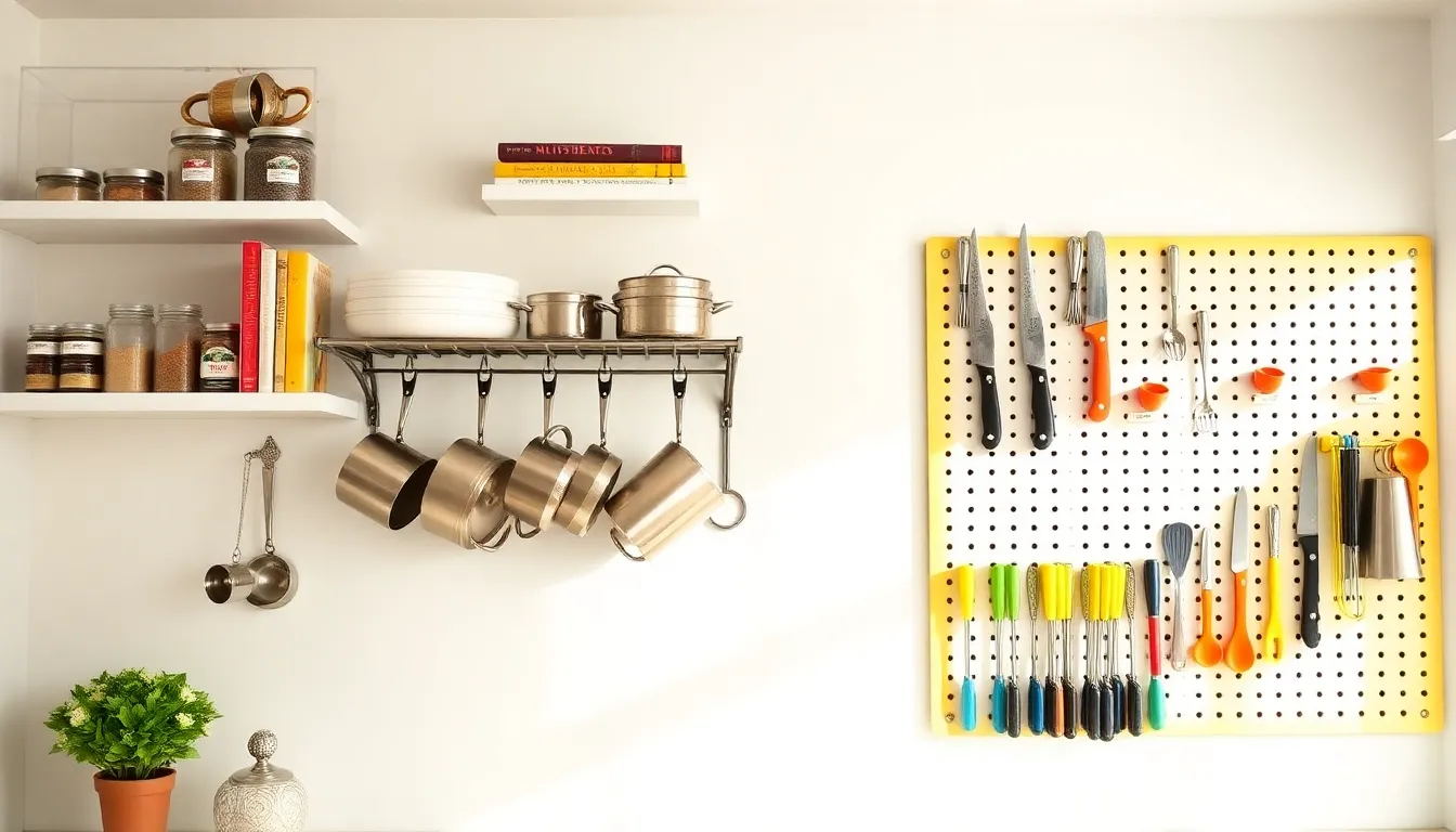 modern kitchen with DIY storage hacks and organized shelves.