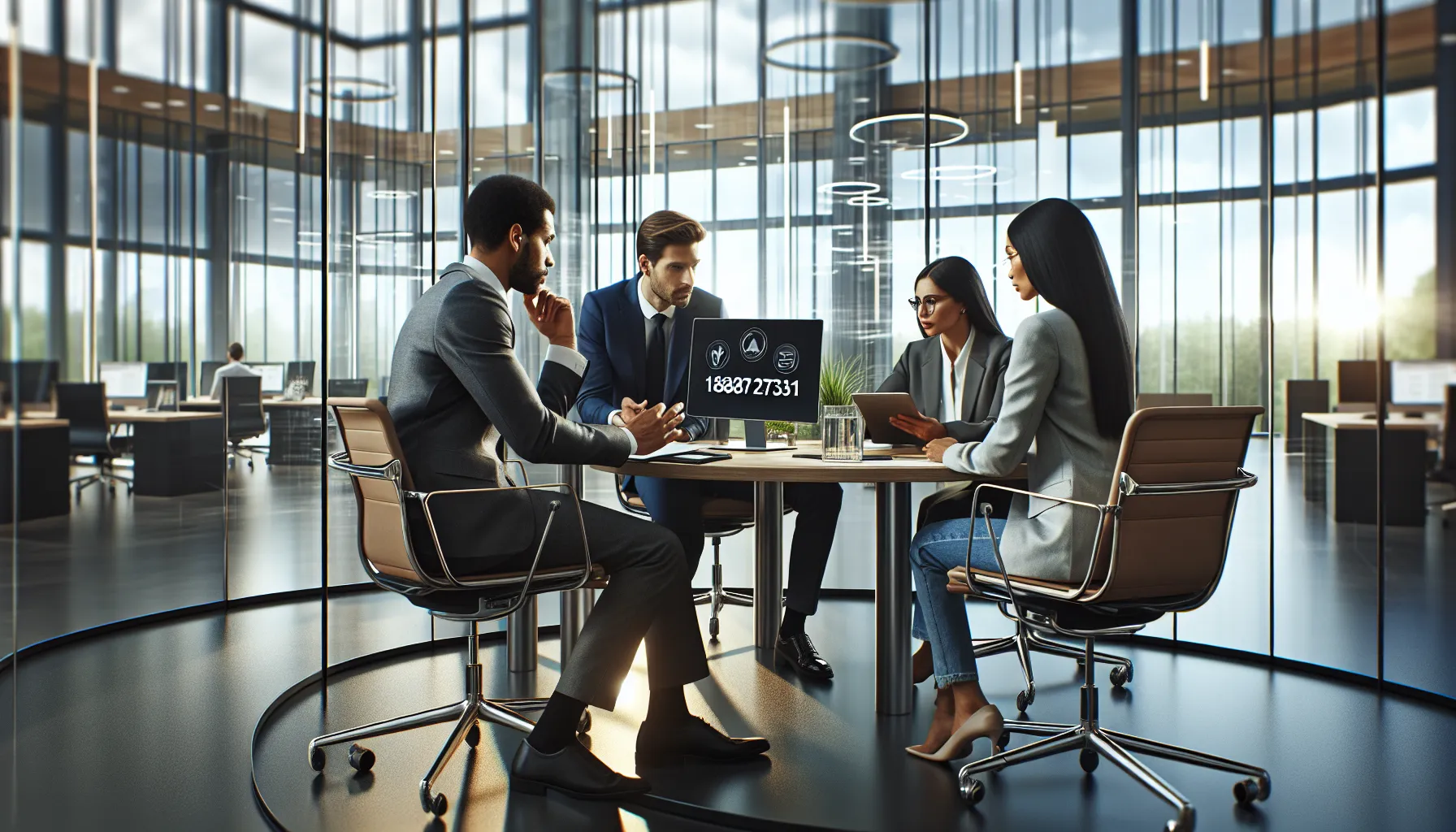 diverse team discussing customer service strategies in a modern office.
