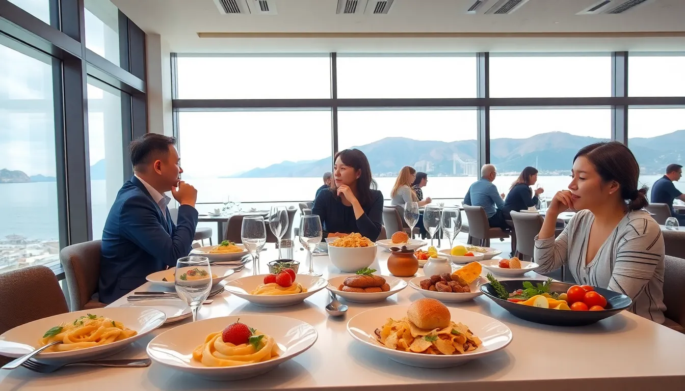 modern restaurant scene featuring European and Korean fusion dishes.