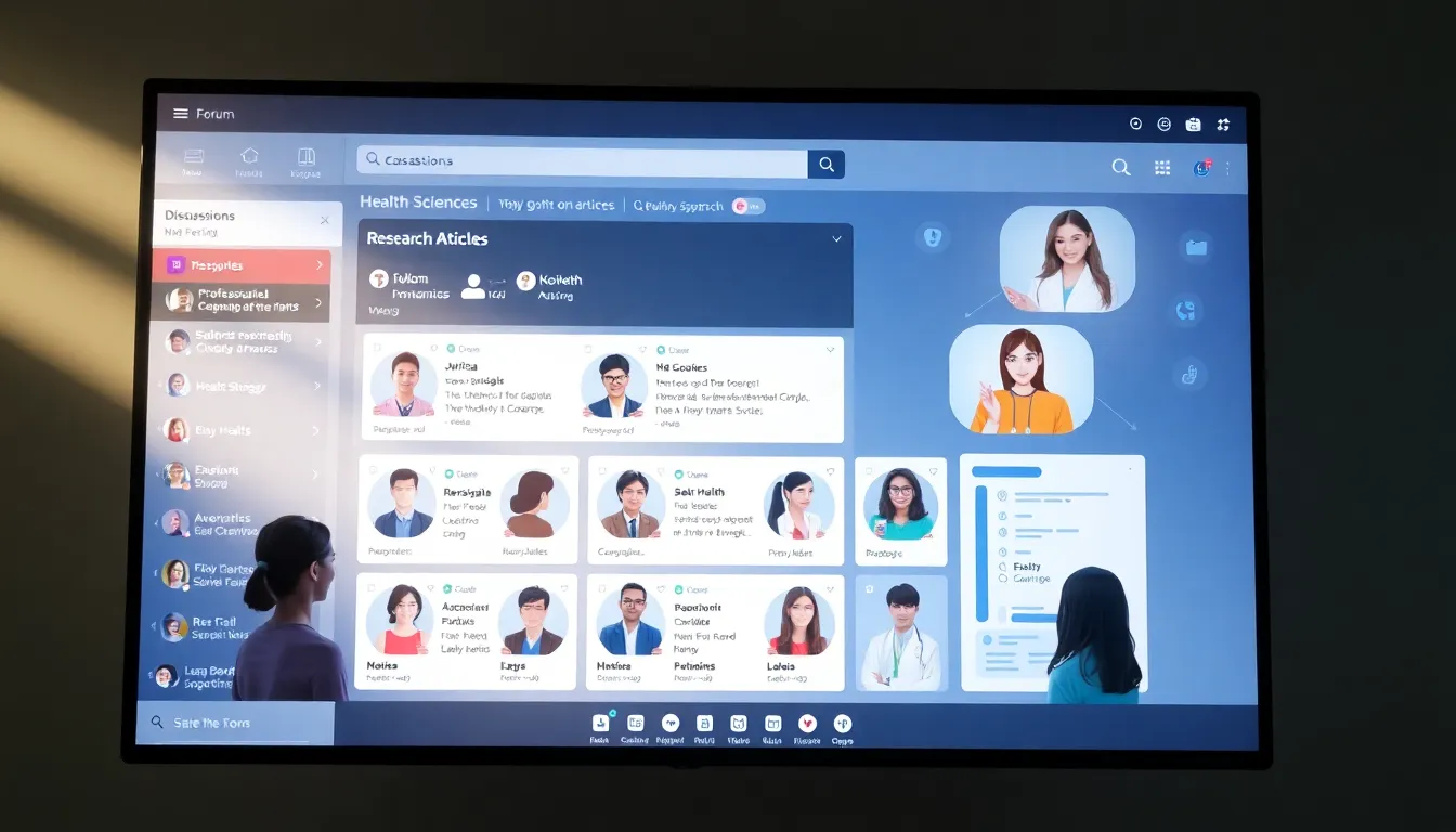 diverse professionals collaborating on a digital health sciences forum.