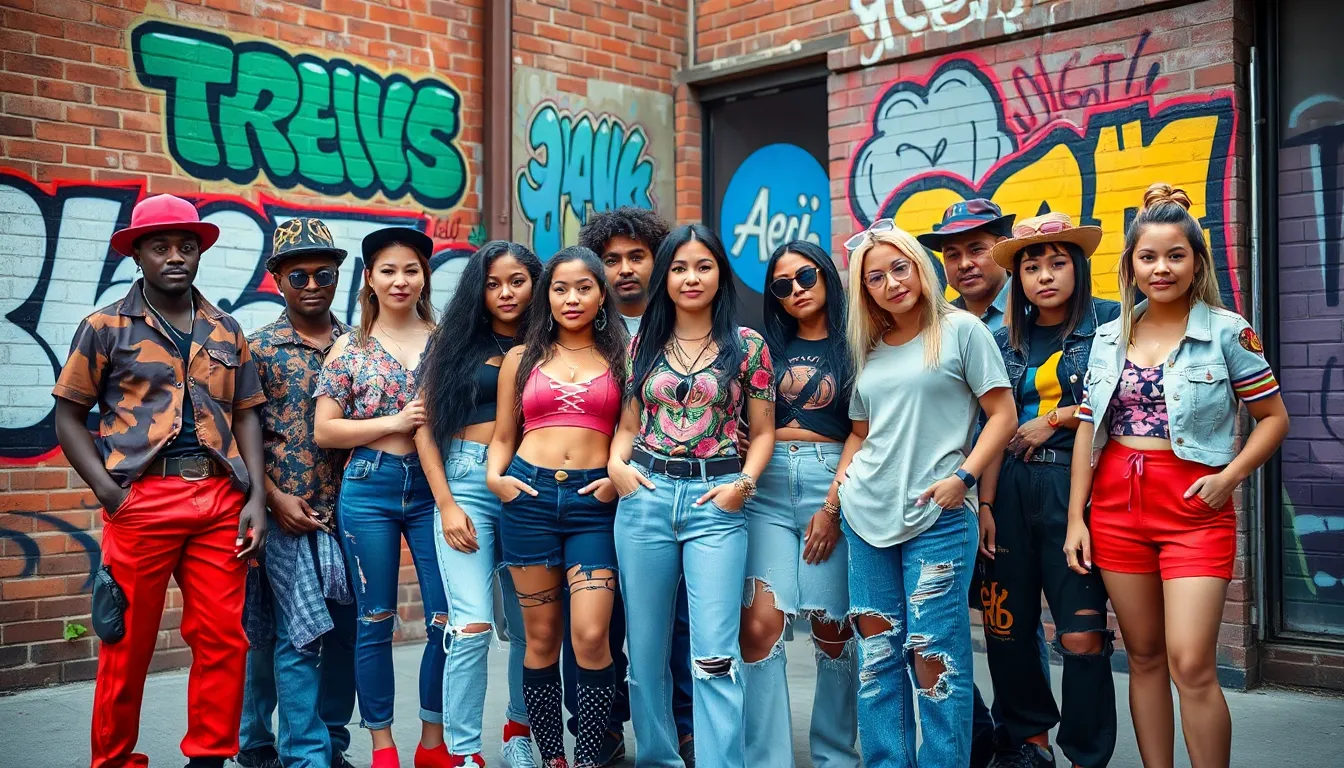 diverse young adults expressing individuality in an urban setting.