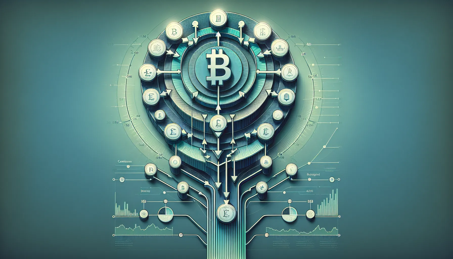 Flowchart showing dollar-cost averaging process dividing investment into regular crypto purchases over time.