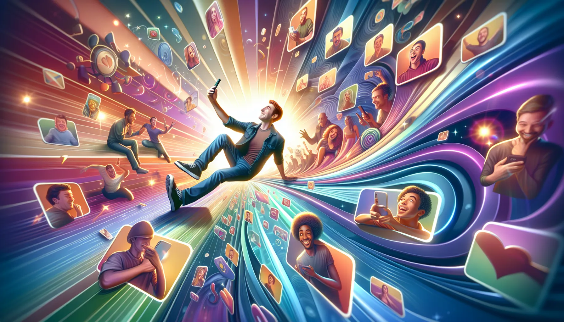 Therealharbir capturing a selfie surrounded by social media content.