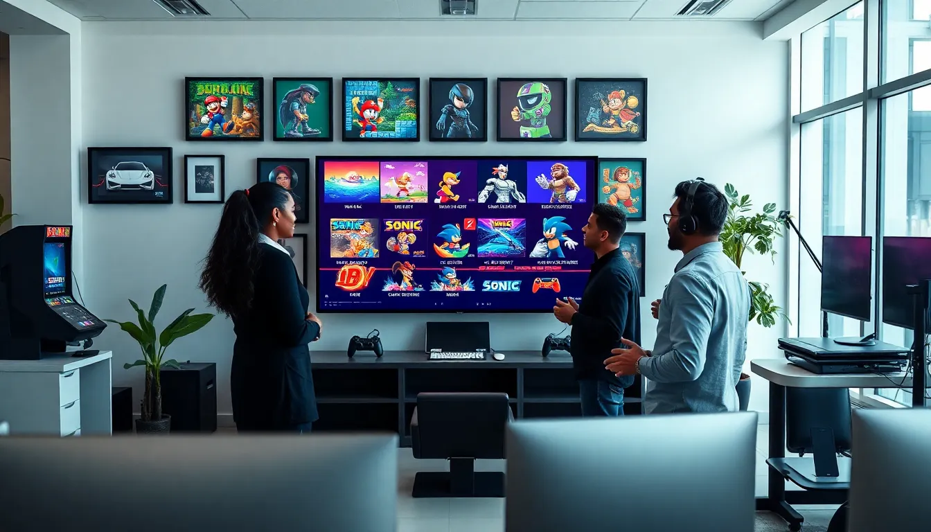 diverse team discussing gaming culture evolution in a modern office.