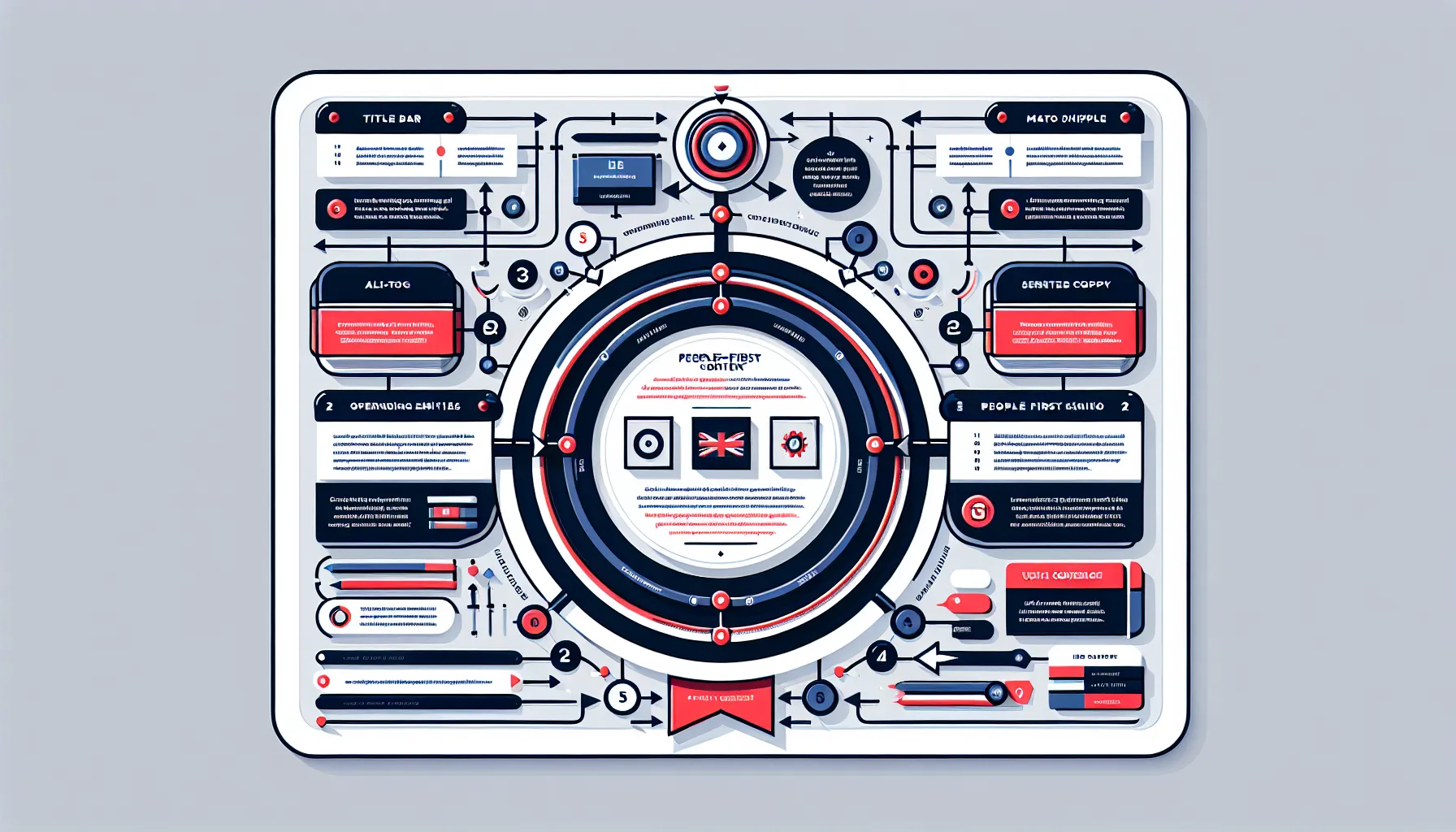 Three-column UK-themed SEO infographic showing keyword placement, E-E-A-T, and internal linking.