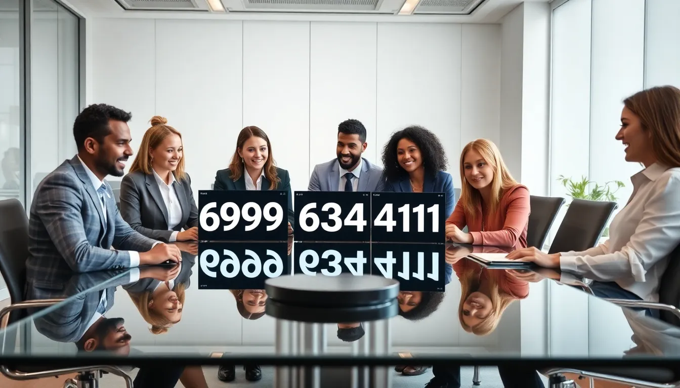 diverse team discussing the significance of a numerical identifier in a modern office.